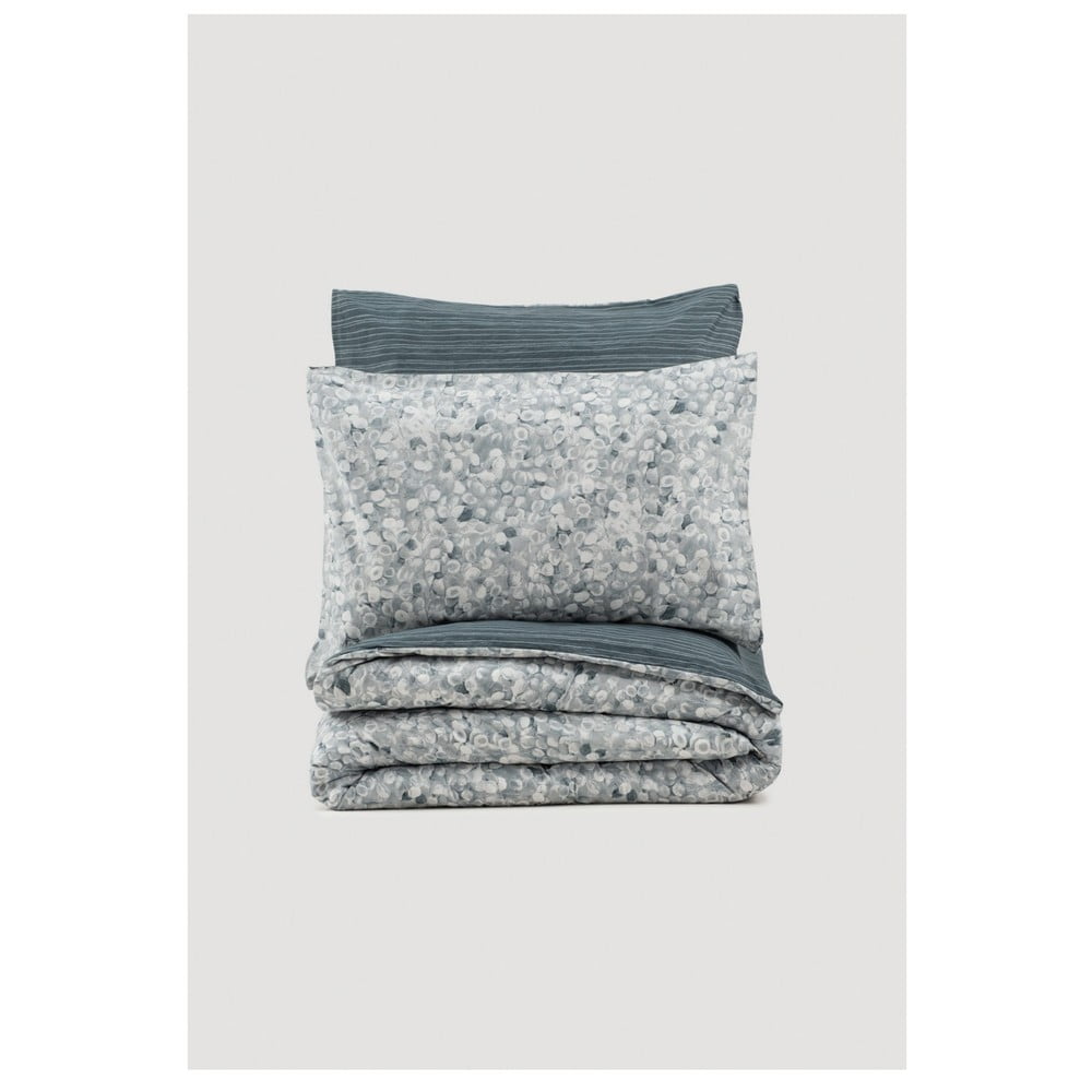 Predĺžené bielo-sivé obliečky na dvojlôžko z bavlny Renforcé 260x220 cm Molly – Mijolnir