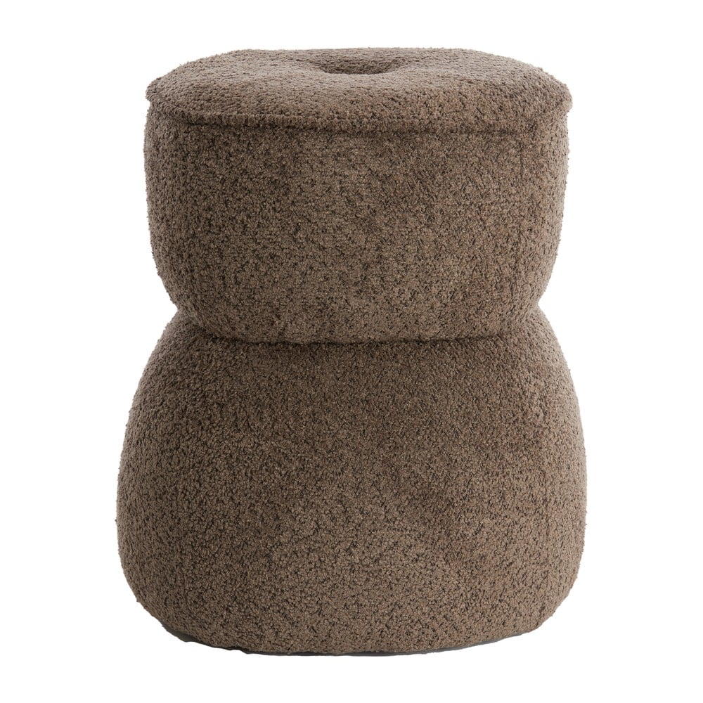 Hnedý taburet z textílie buklé Leyla – Light & Living