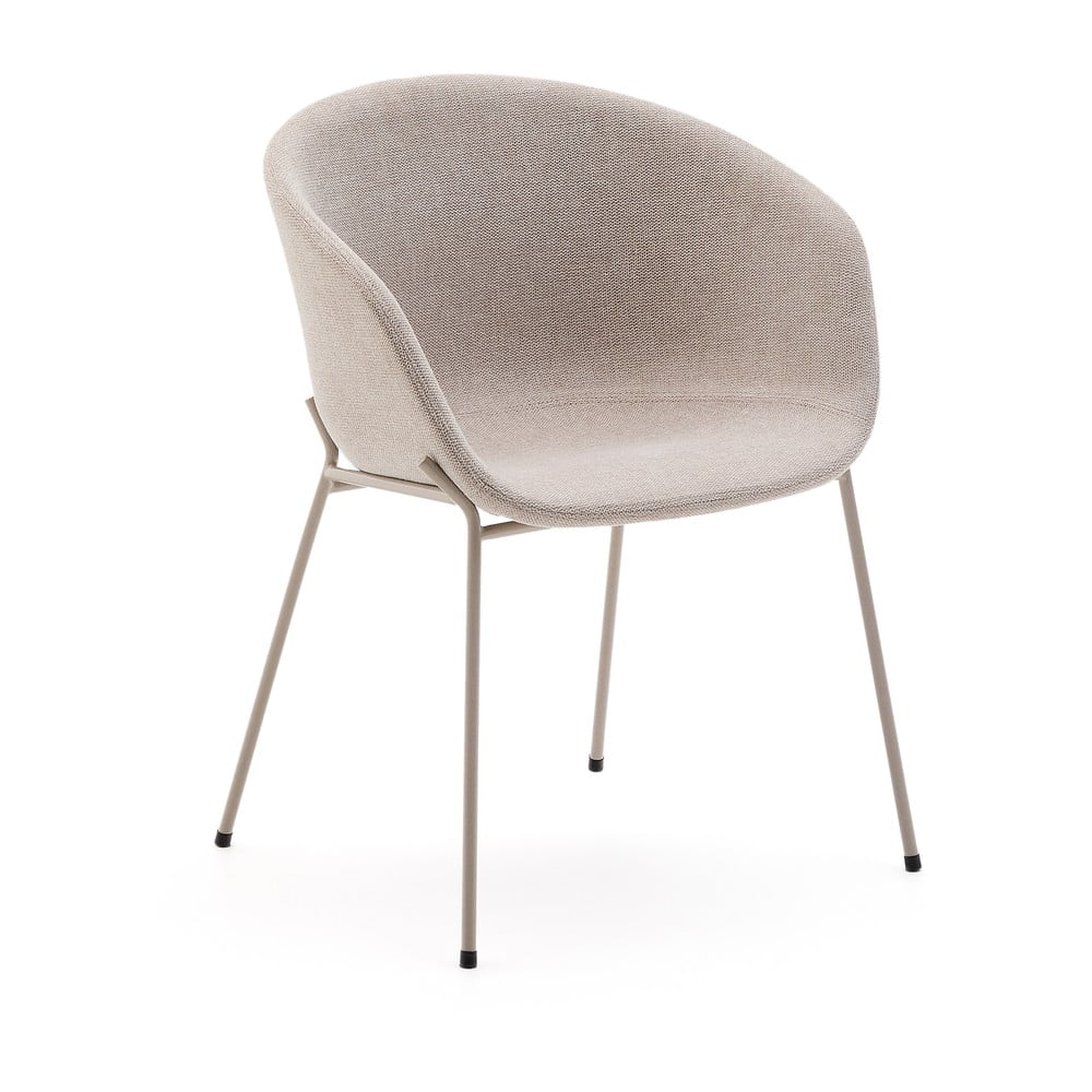 Béžové čalúnené jedálenské kreslo s podrúčkami Yvette – Kave Home