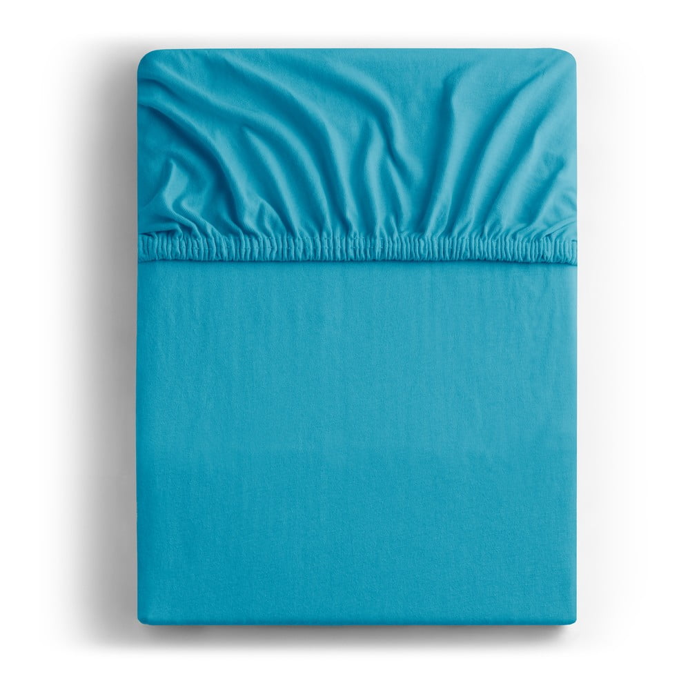 Modrá napínacia plachta jersey 90x200 cm Amber – Restilo