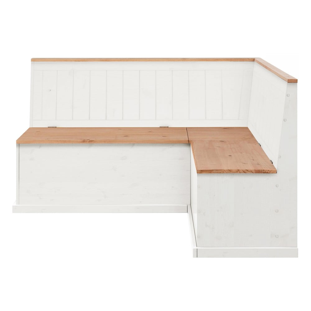 Biela variabilná rohová lavica z borovicového dreva s úložným priestorom Støraa Silas