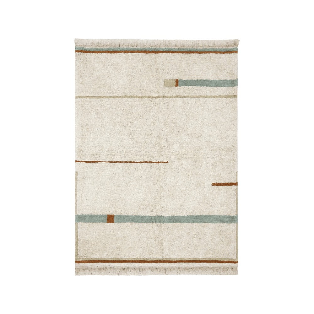 Modro-krémový prateľný ručne tkaný bavlnený koberec 200x300 cm Lanes Vintage Blue – Lorena Canals