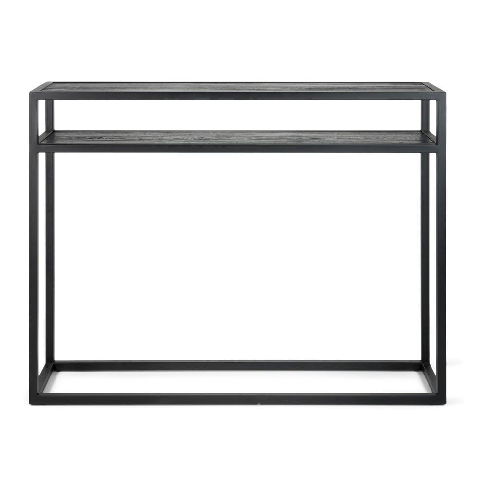 Čierny konzolový stolík s doskou z dubového dreva 30x120 cm Daniël – Spinder Design
