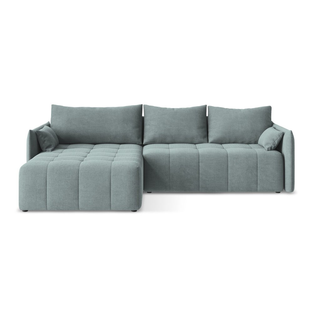 Modrá rozkladacia/s úložným priestorom rohová pohovka (ľavý roh/s leňoškou) Moku – Makamii