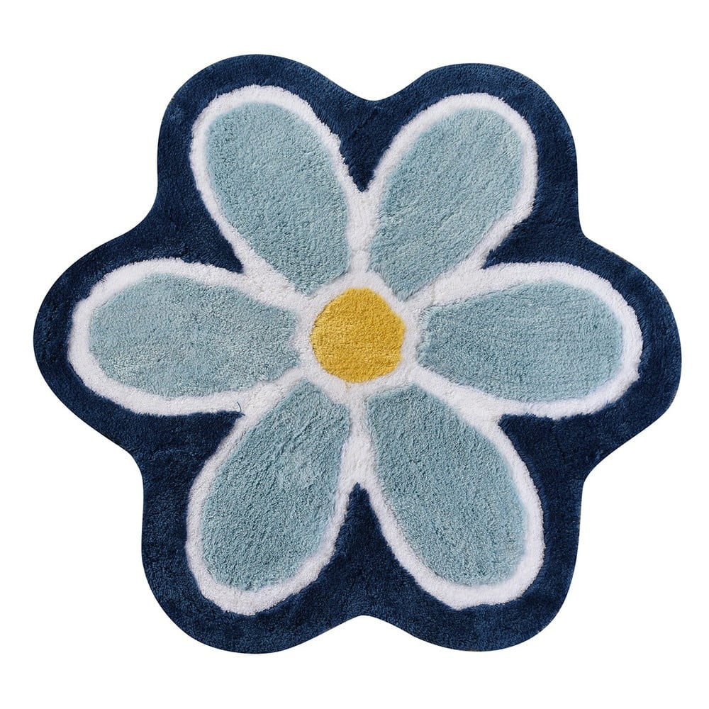 Modrá kúpeľňová predložka ø 90 cm Flower – Foutastic