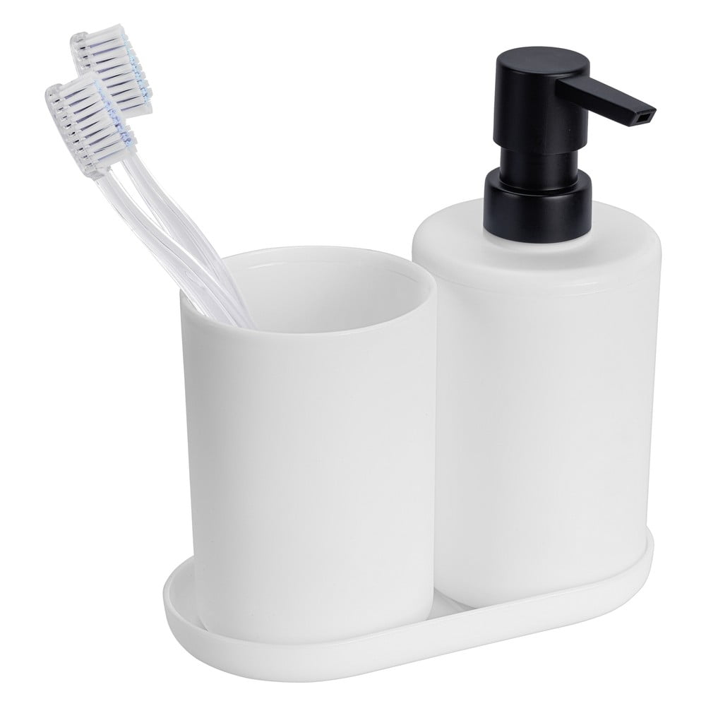 Biela plastová súprava doplnkov do kúpeľne Fano – Allstar