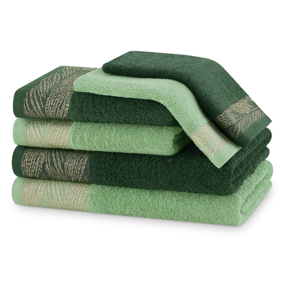 Zelené froté bavlnené uteráky a osušky v súprave 6 ks Allium – Restilo