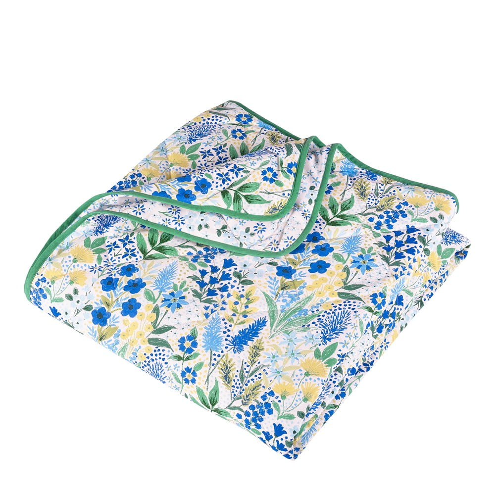 Zeleno-modrý prešívaný pléd 220x230 cm Tilly Floral – Catherine Lansfield