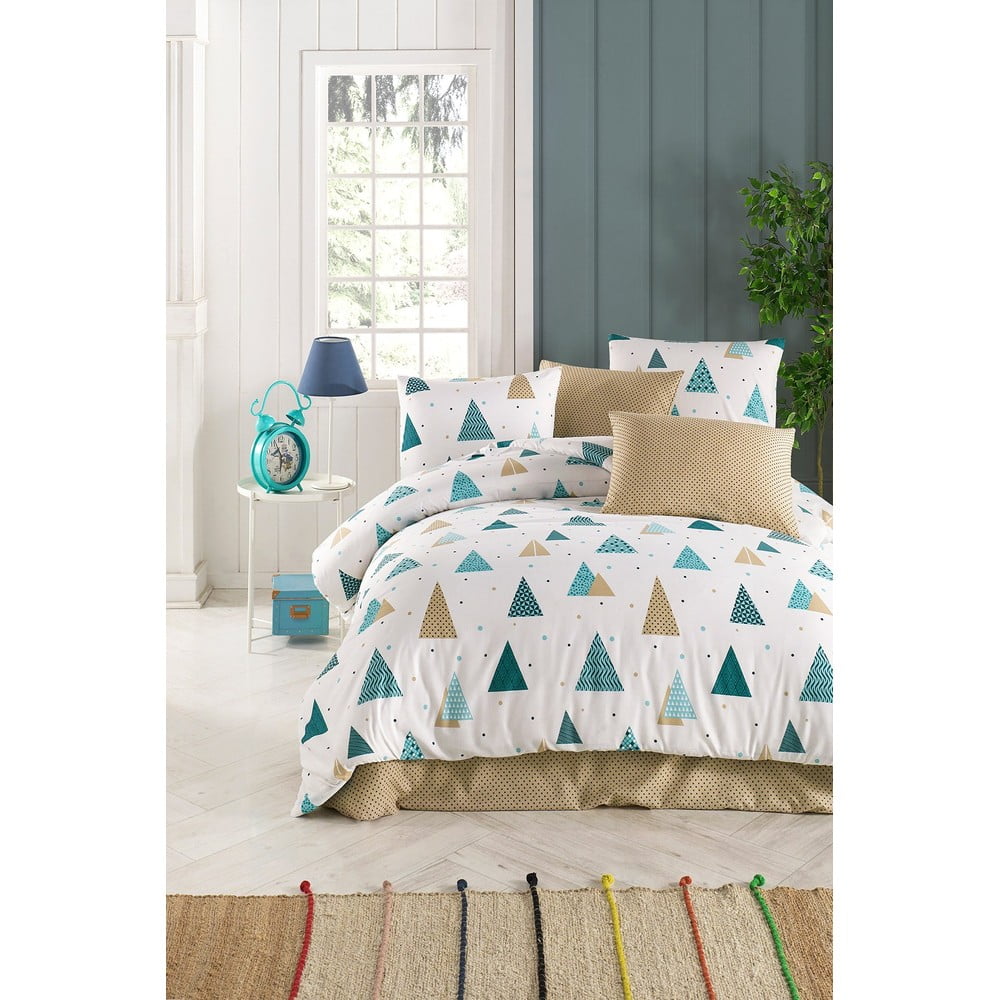 Bielo-modré obliečky na dvojlôžko 200x200 cm Puantiye – Mijolnir