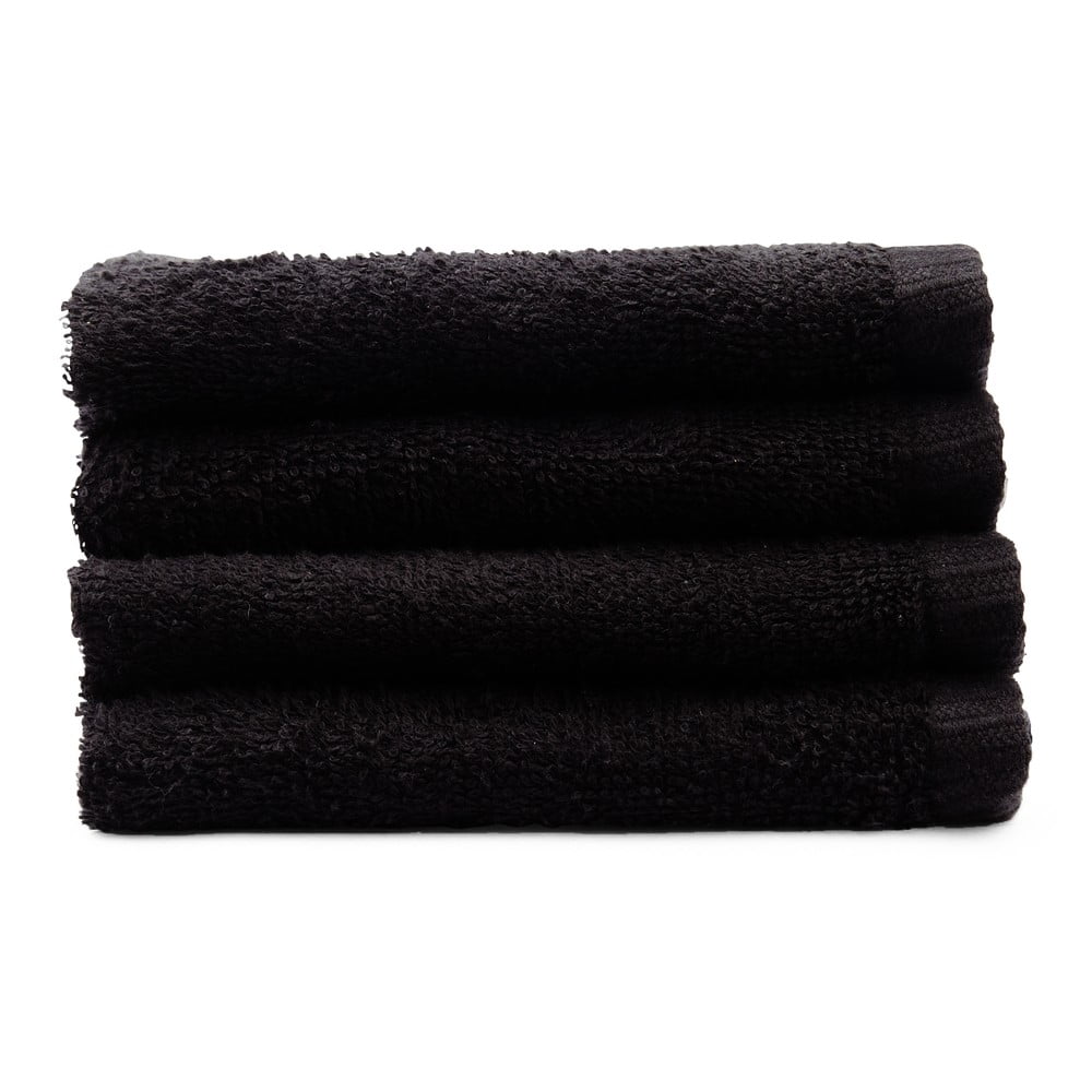 Čierne rýchloschnúce/froté bavlnené uteráky v súprave 4 ks 30x30 cm Quick Dry – Catherine Lansfield