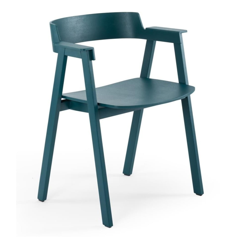 Jedálenská stolička s podrúčkami z dubového dreva v petrolejovej farbe Flip – Gazzda