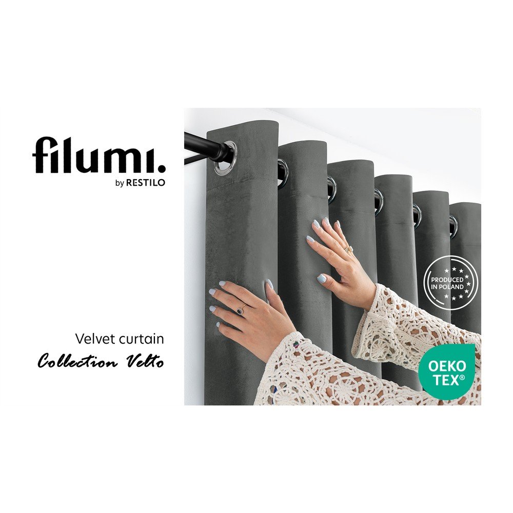 Tmavosivý zamatový dimout záves 140x225 cm Velto – Filumi