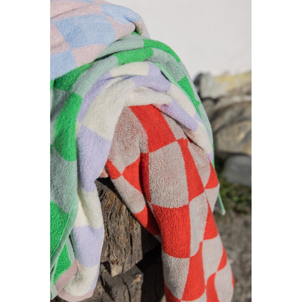 Oranžová/béžová froté osuška z bio bavlny 70x133 cm Retro – Mette Ditmer Denmark