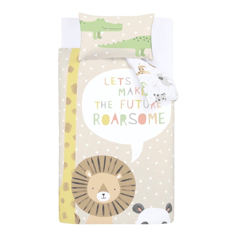Svetlohnedé detské obliečky na jednolôžko 135x200 cm Roarsome Animals – Catherine Lansfield