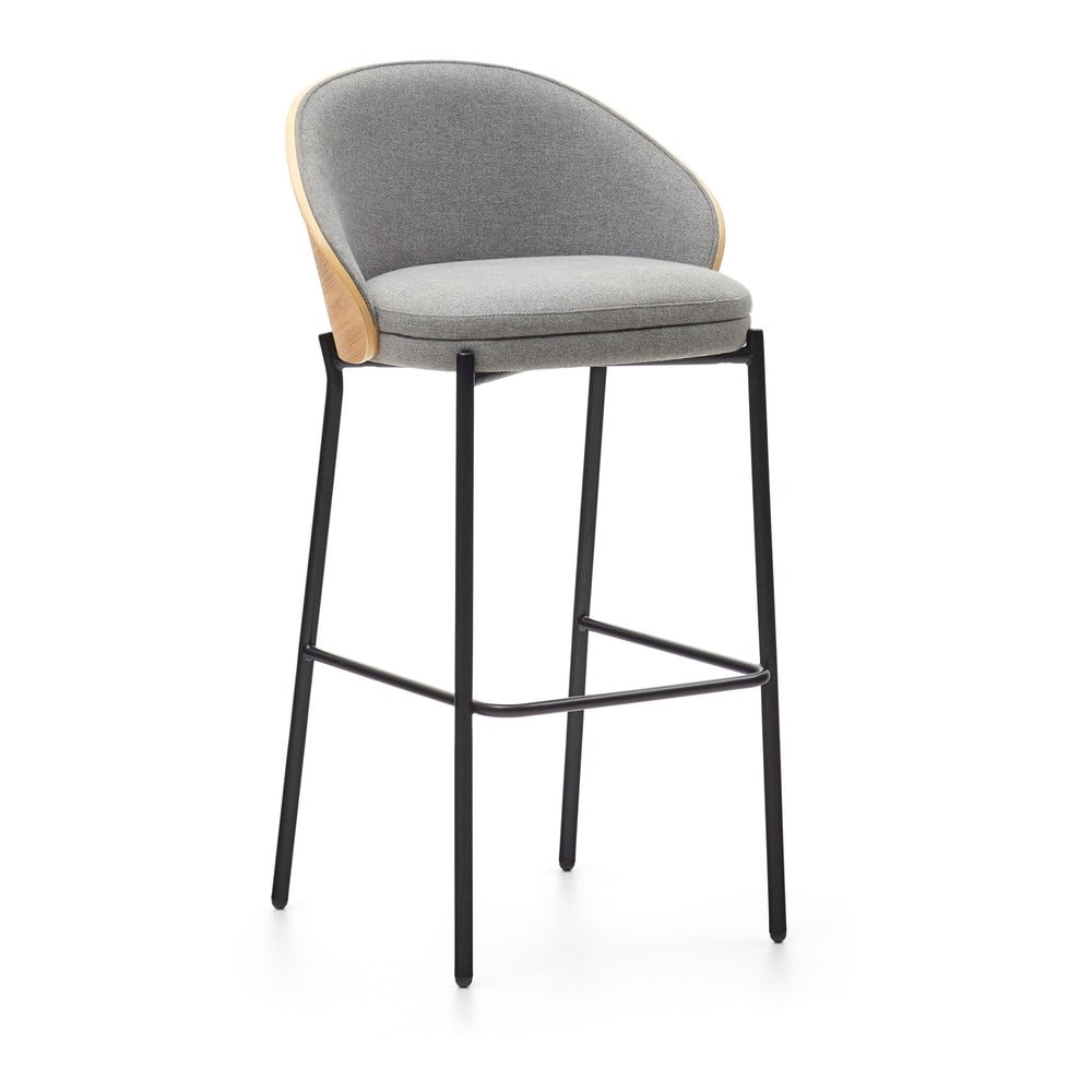 Sivá/v prírodnej farbe barová stolička (výška sedadla 77 cm) Eamy – Kave Home