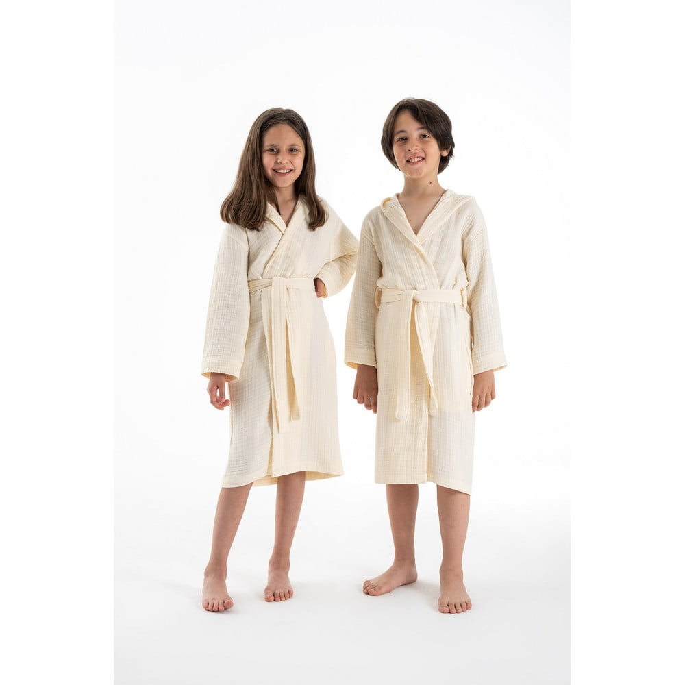 Krémový mušelínový detský župan veľkosť 9-10 rokov Muslin – Foutastic