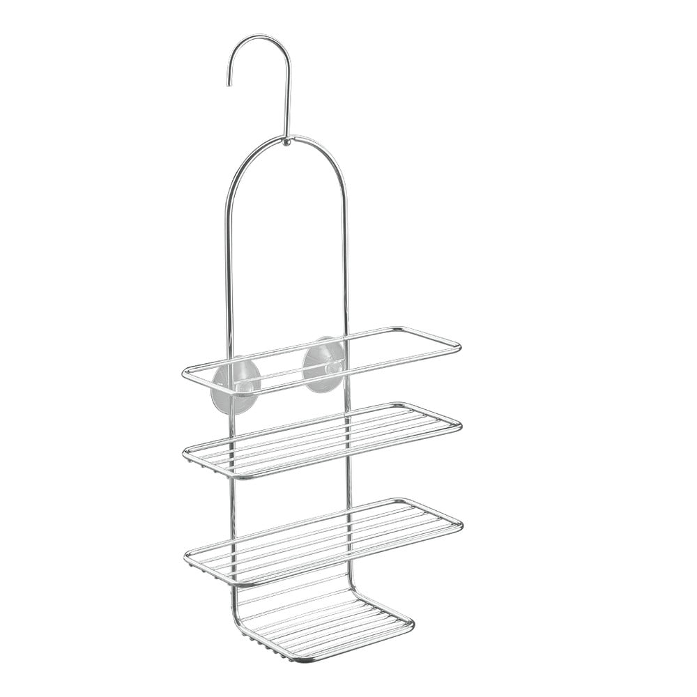 Závesná oceľová kúpeľňová polička v lesklo striebornej farbe Luxy – Metaltex