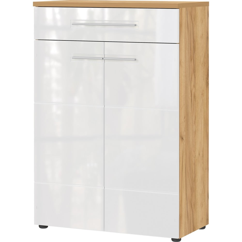 Biela prírodná skrinka na topánky v dekore duba Aledo - Germania