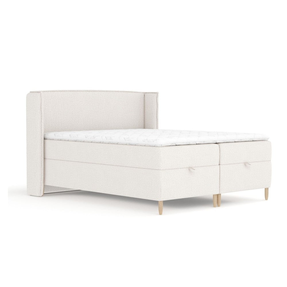 Krémová boxspring posteľ s úložným priestorom 200x200 cm Monpelli – Maison de Rêve