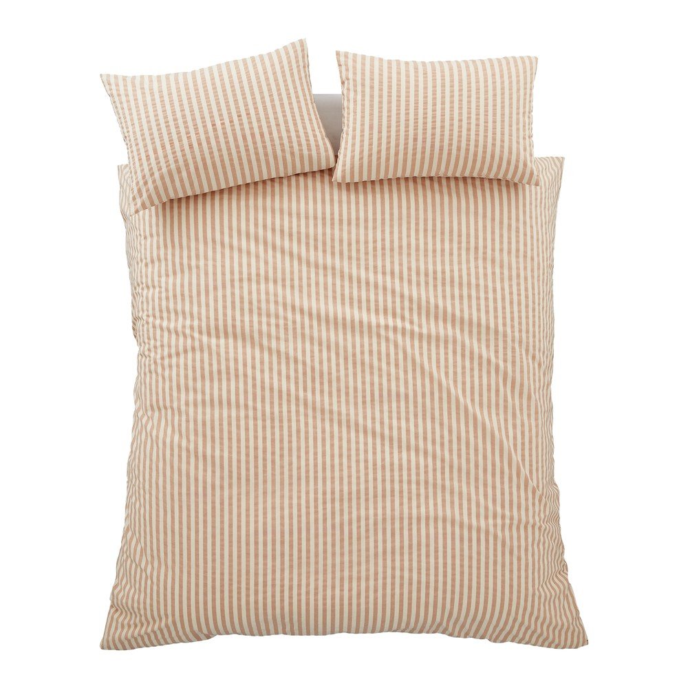 Oranžové 3-dielne obliečky na dvojlôžko 200x200 cm Cotton Rich Woven Stripe – Pineapple Elephant