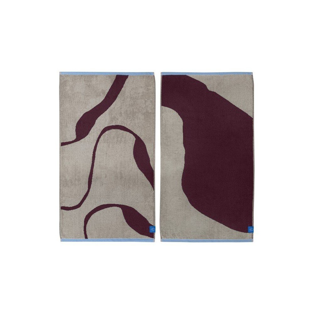 Vínové/sivobéžové froté uteráky v súprave 2 ks z bio bavlny 40x55 cm Nova Arte  – Mette Ditmer Denmark