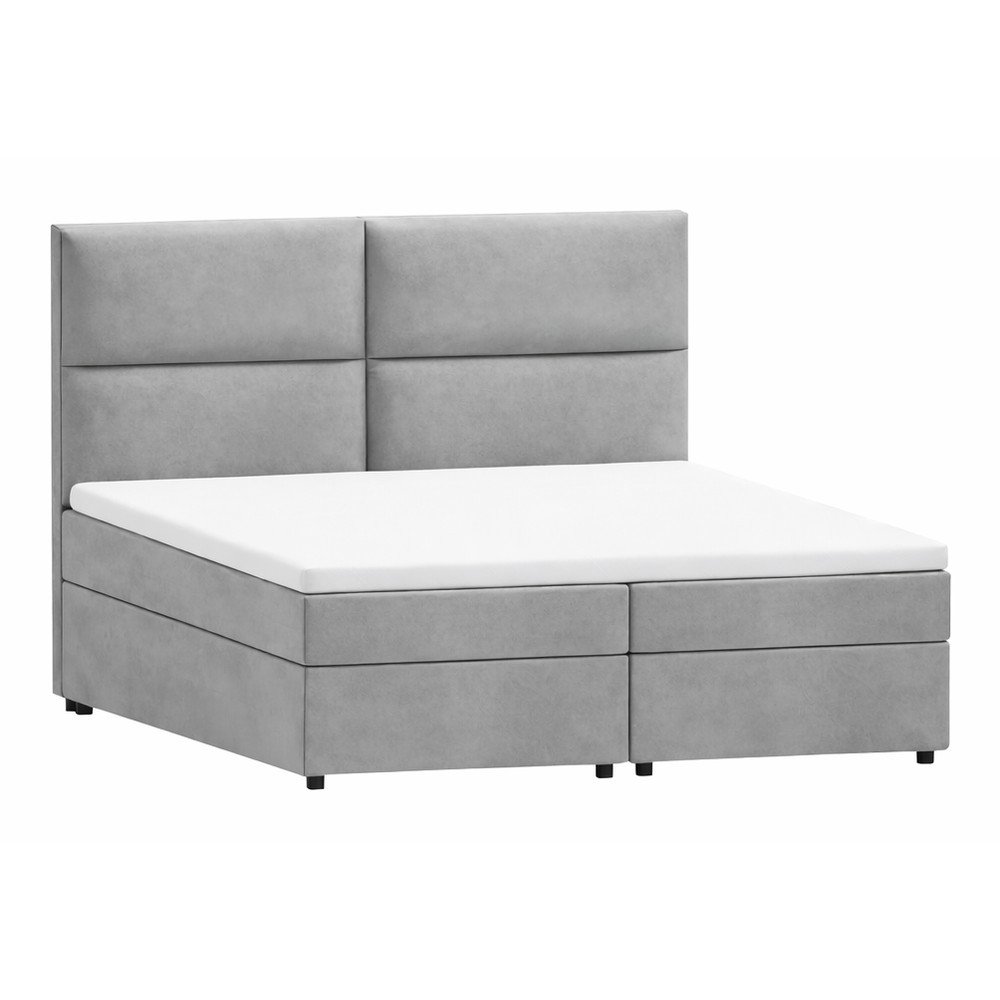 Svetlosivá boxspring posteľ s úložným priestorom 200x200 cm Rico – Ropez