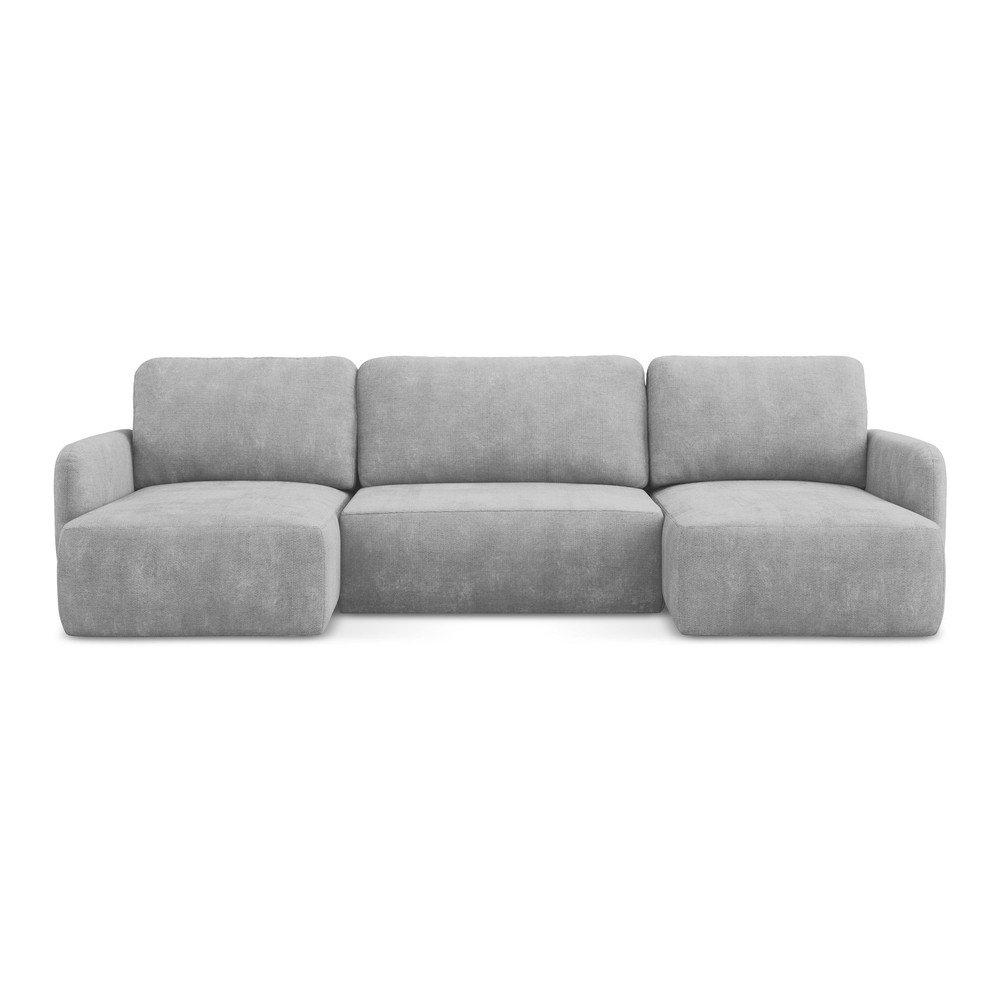 Svetlosivá ženilková rozkladacia/s úložným priestorom rohová pohovka (do tvaru "U") Lilo – Makamii