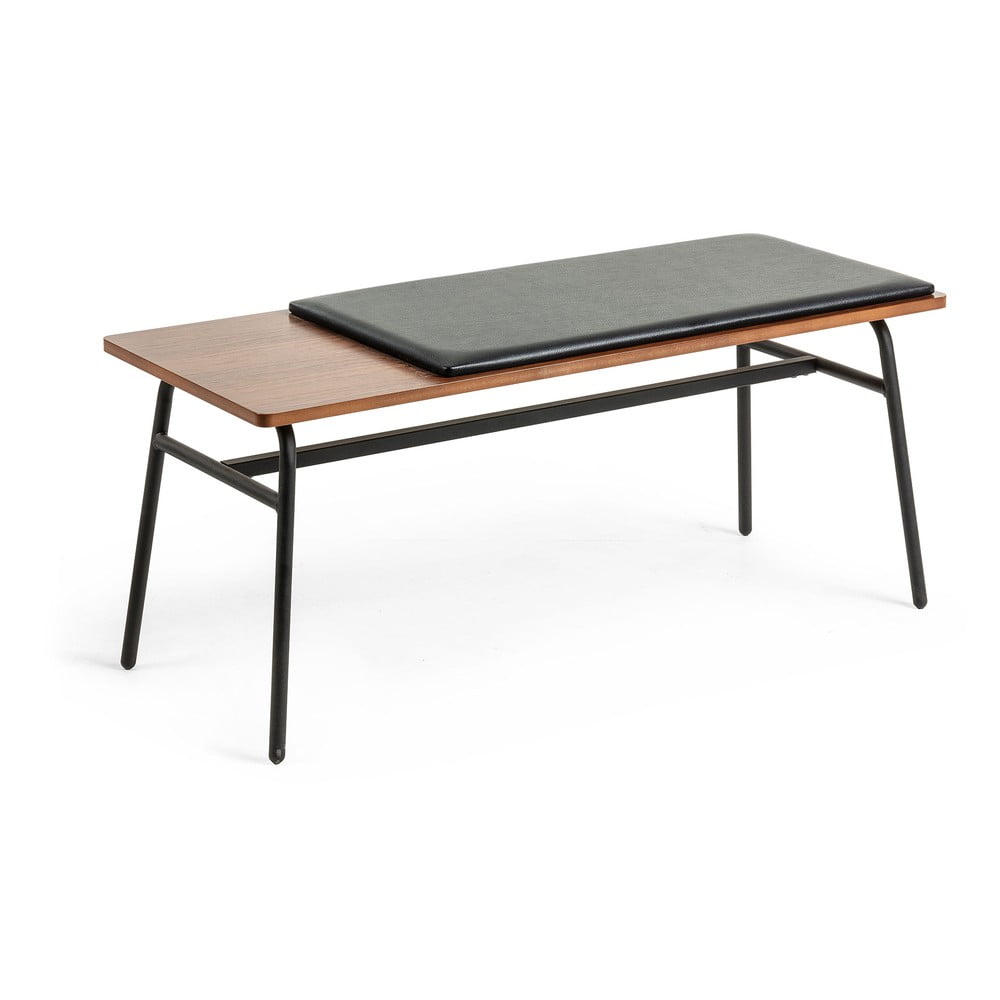 Čierna/hnedá lavica z imitácie kože Carabel – Kave Home