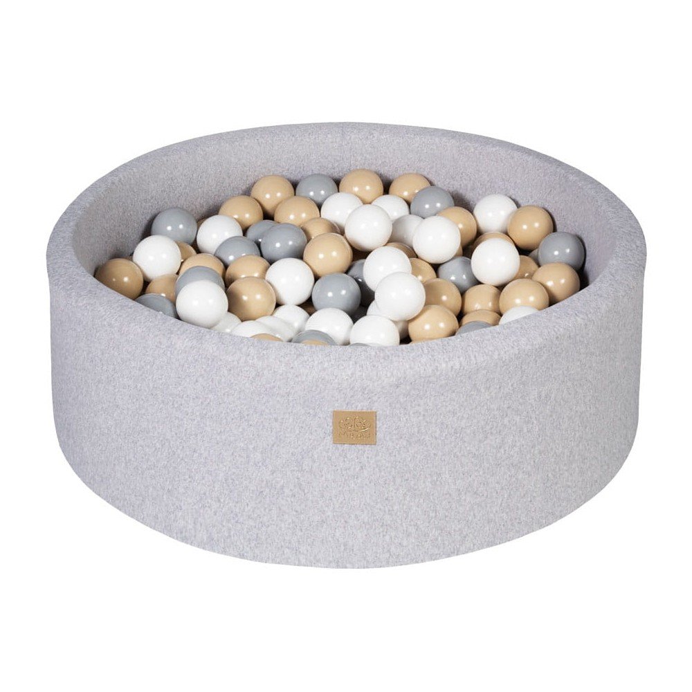 Sivý menčestrový bazénik s loptičkami ø 90x30 cm Montessori – Meowbaby