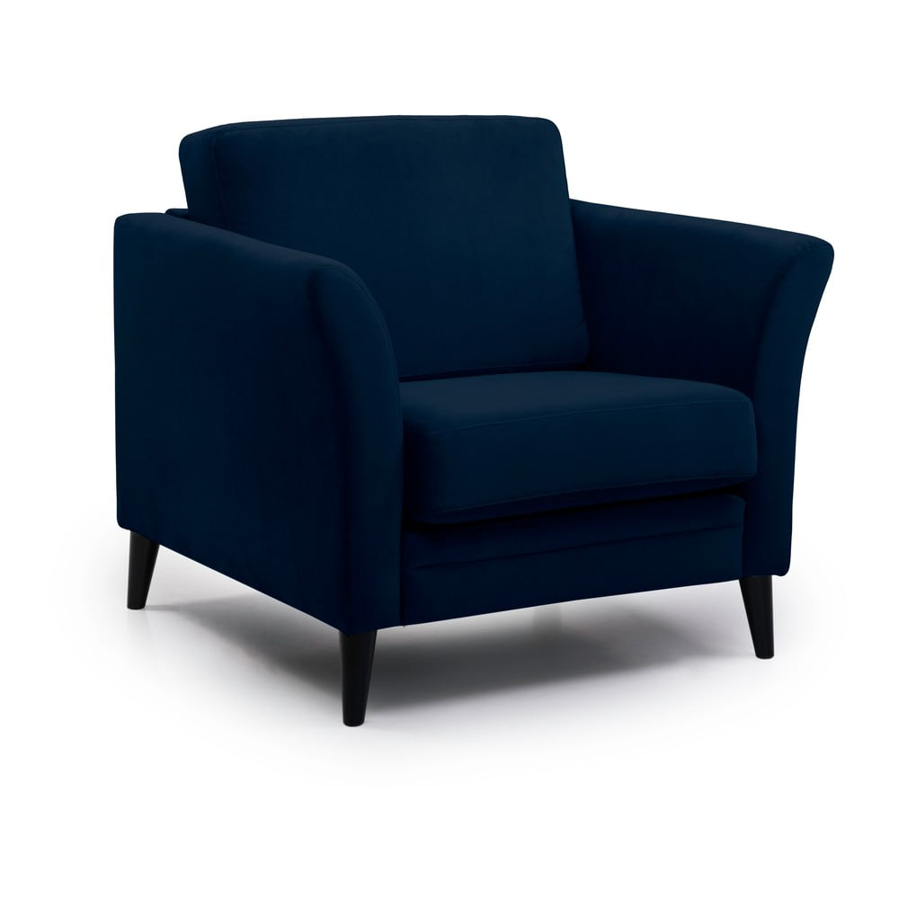 Tmavomodré zamatové kreslo Eden – Scandic