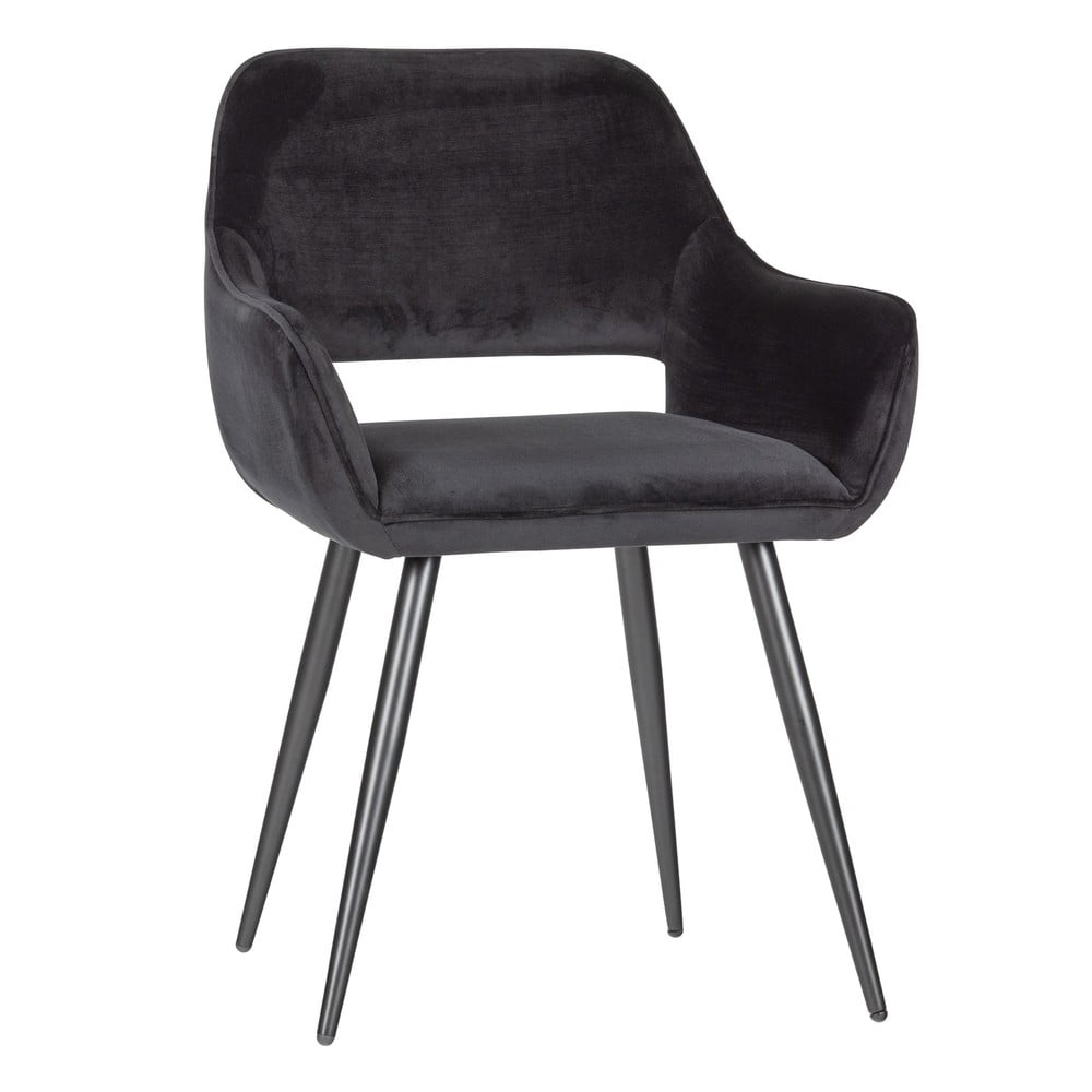 Čierne čalúnené jedálenské kreslá v súprave s podrúčkami 2 ks Jelle – WOOOD