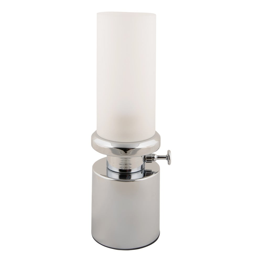 LED stmievateľná stolová lampa v striebornej farbe s kovovým tienidlom/so skleneným tienidlom (výška 29