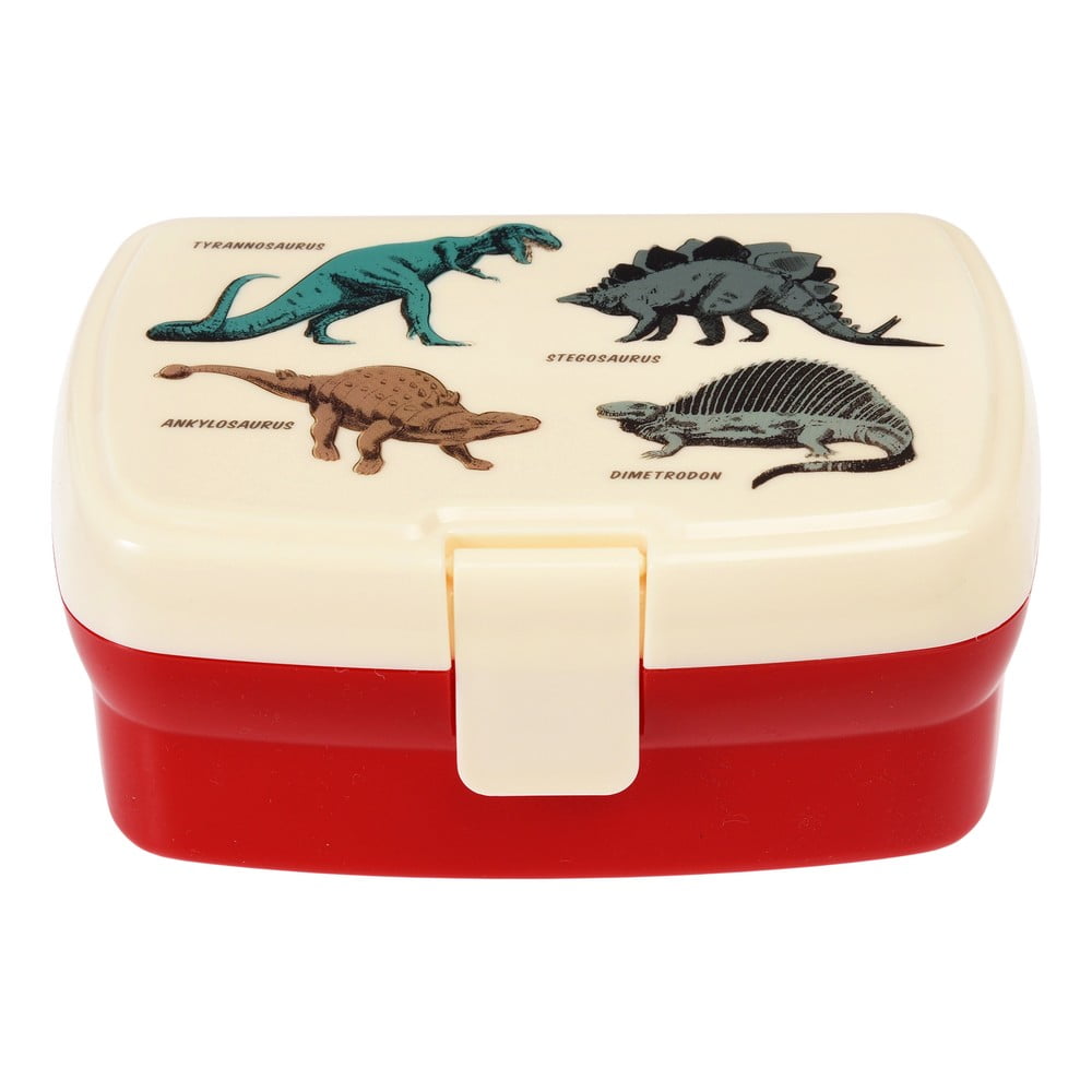 Červený/krémový detský desiatový box Prehistoric Land – Rex London