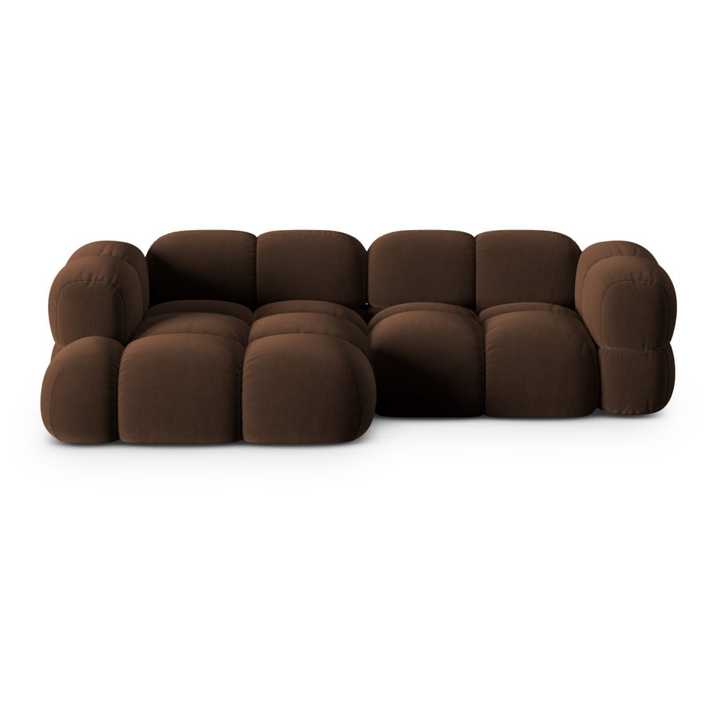 Tmavohnedá zamatová rohová pohovka (ľavý roh/s leňoškou) Loretto – Cosmopolitan Design