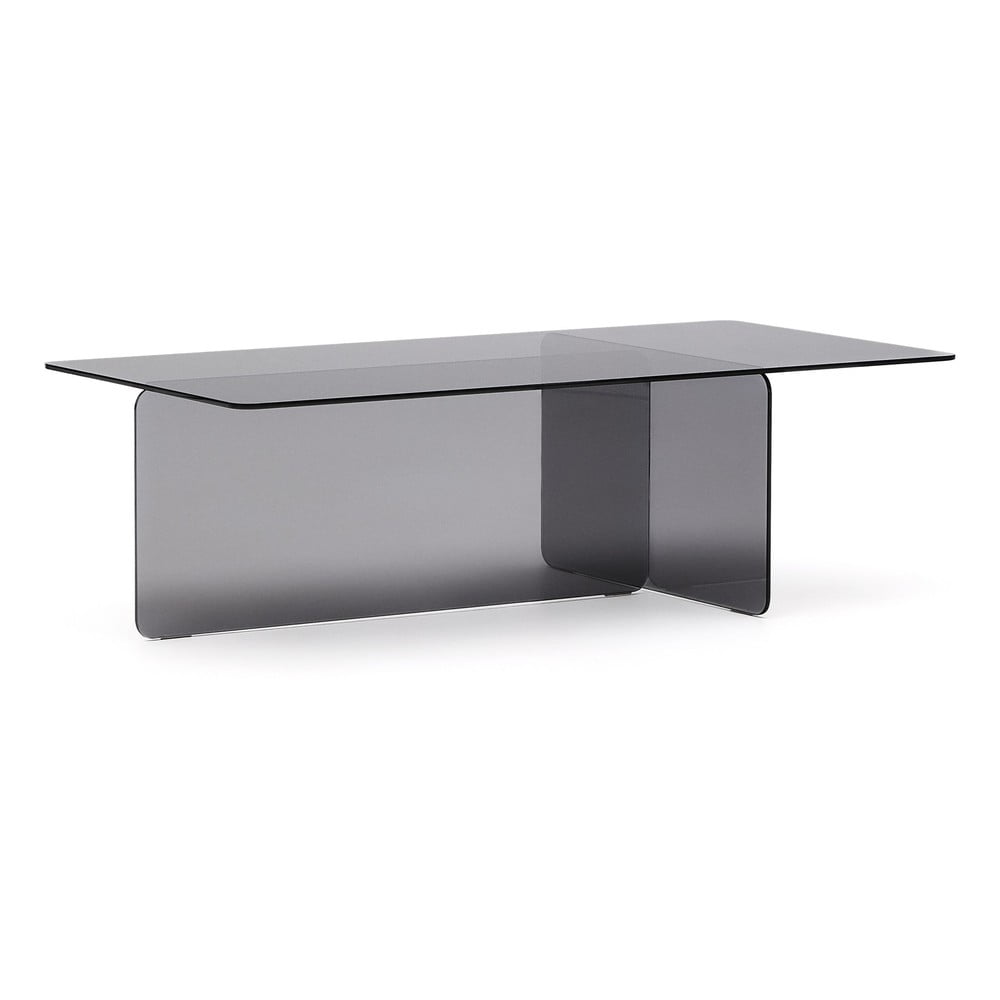 Sivý sklenený konferenčný stolík 60x120 cm Zaren – Kave Home