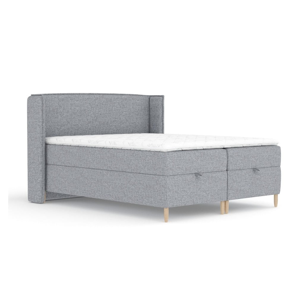 Sivá boxspring posteľ s úložným priestorom 180x200 cm Monpelli – Maison de Rêve