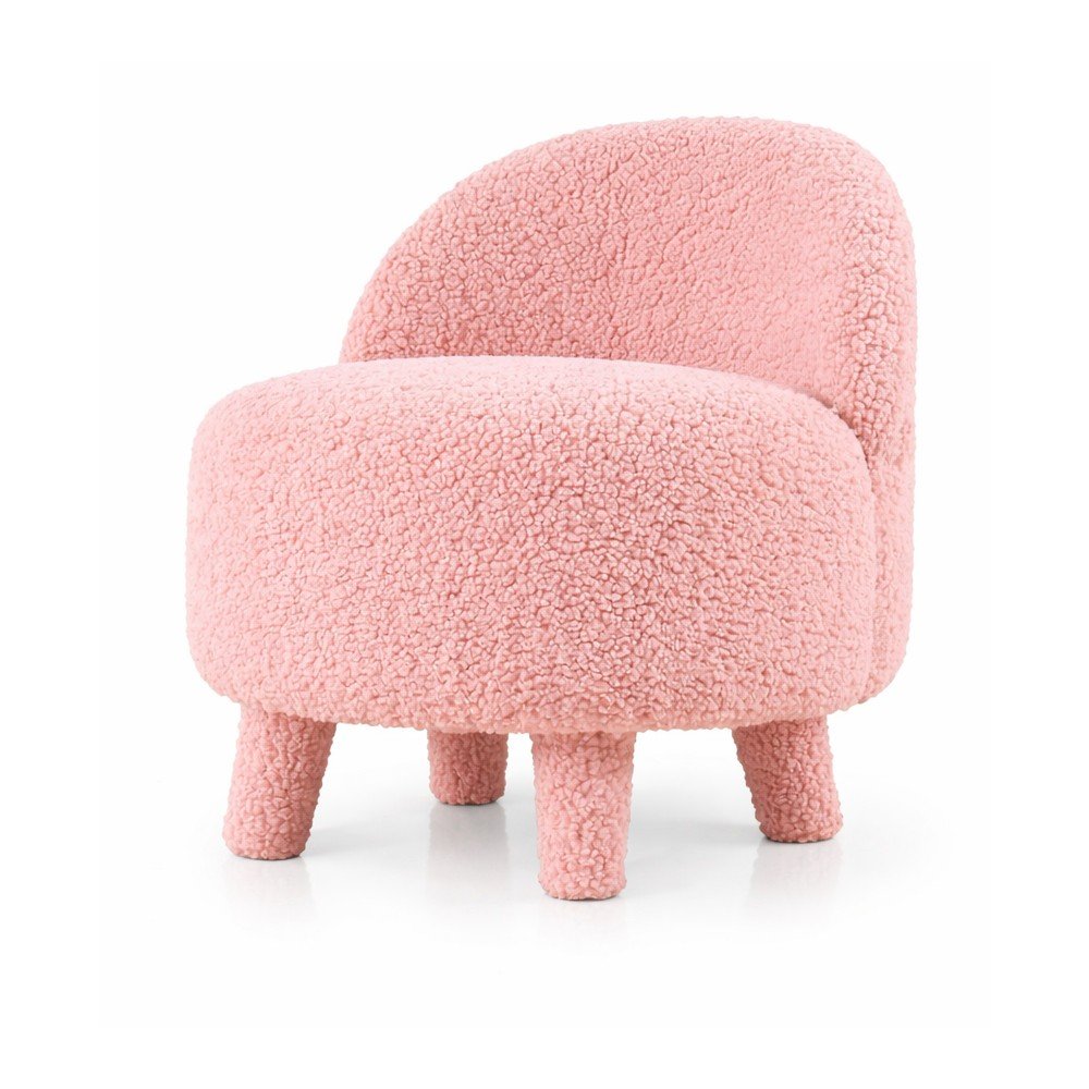 Svetloružové detské kresielko z textílie bouclé Moouv – Artie