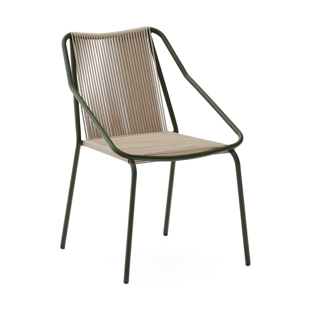 Tmavozelená/béžová kovová záhradná stolička Zivia – Kave Home