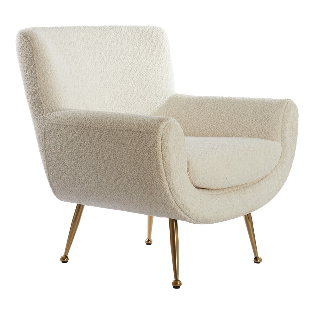 Krémové kreslo z textílie buklé Vinstra – Light & Living