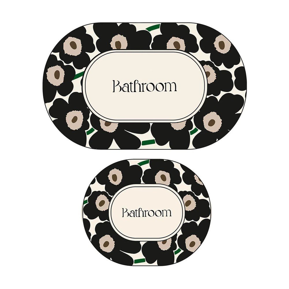 Čierne/béžové kúpeľňové predložky v súprave 2 ks 60x100 cm Oweld – Foutastic