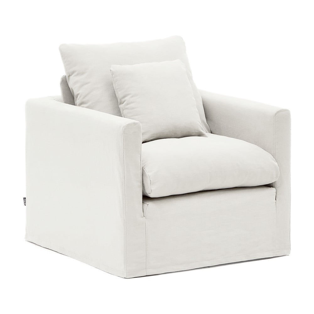 Biele ľanové kreslo Nora – Kave Home