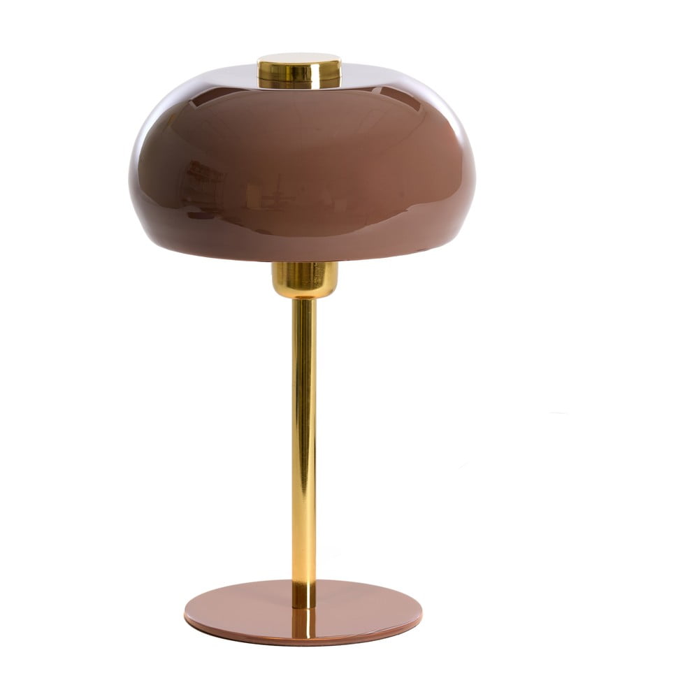 Hnedá stolová lampa s kovovým tienidlom (výška 34 cm) Surin – Light & Living