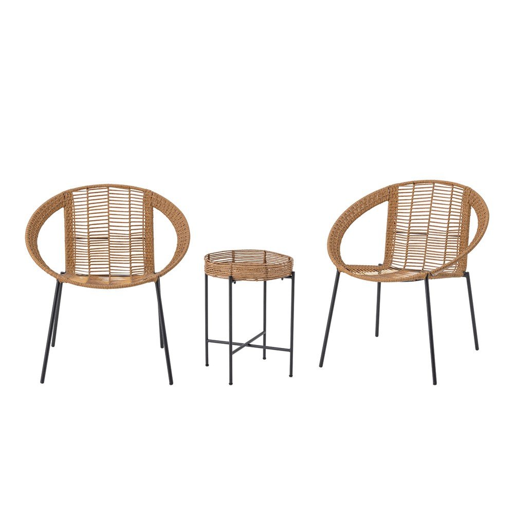 Záhradná lounge súprava z umelého ratanu v prírodnej farbe pre 2 osoby Dudine – Bloomingville