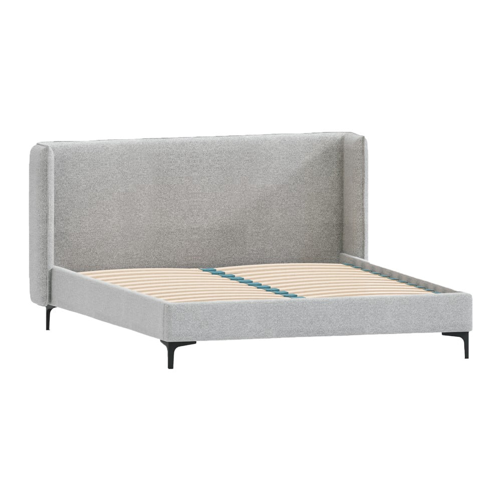 Sivá čalúnená dvojlôžková posteľ s roštom 140x200 cm Basti – Ropez