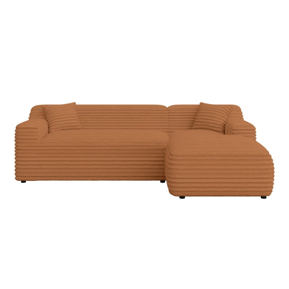 Menčestrová rohová pohovka v terakotovej farbe (pravý roh/s leňoškou) Martin – Ropez