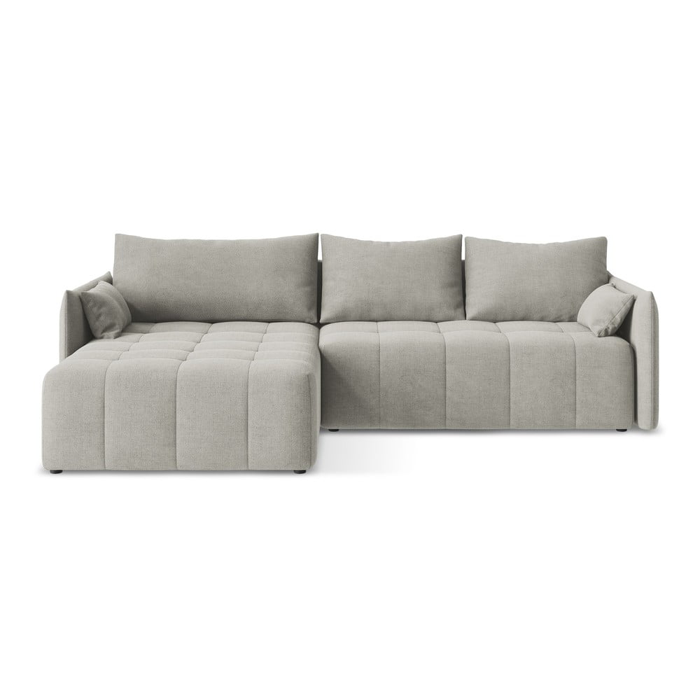 Svetlosivá rozkladacia/s úložným priestorom rohová pohovka (ľavý roh/s leňoškou) Moku – Makamii