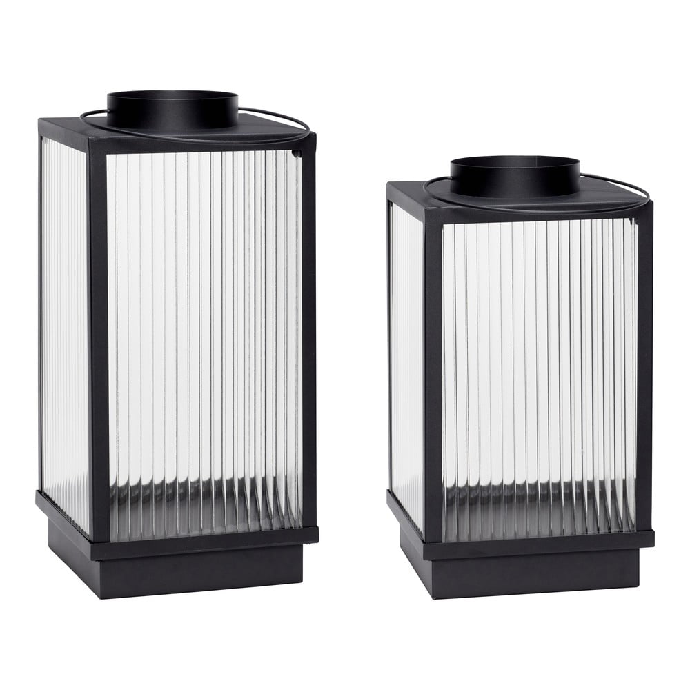 Sklenený lampáš 2 ks (výška 46 cm) Ripple – Hübsch