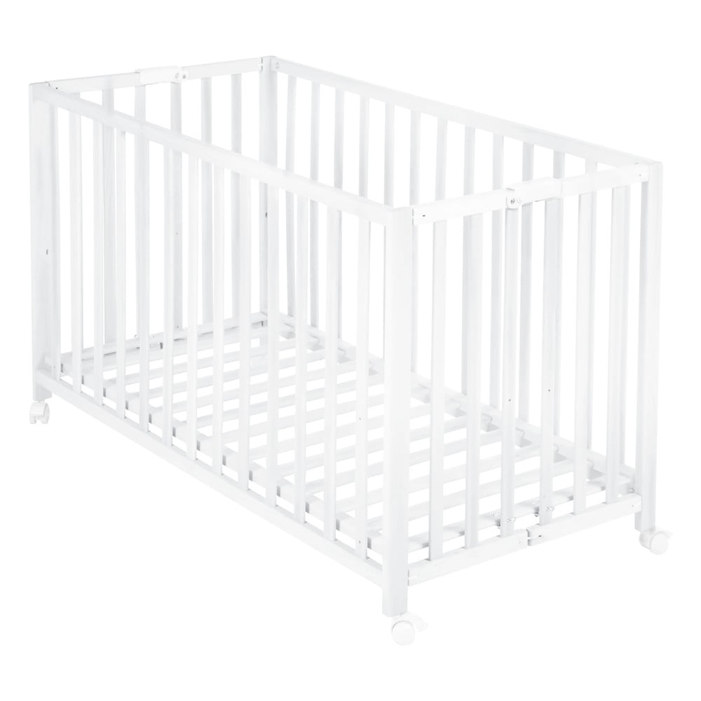 Biela skladacia postieľka na kolieskach 60x120 cm Fold up – Roba