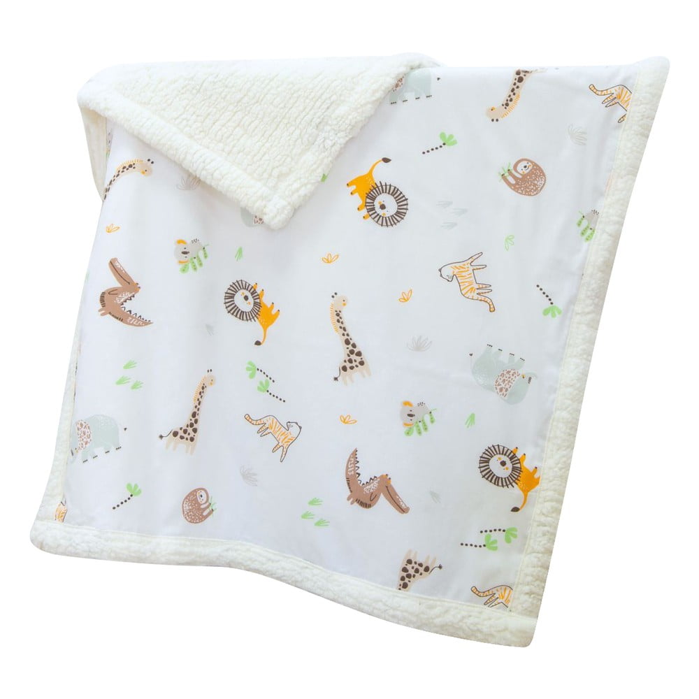 Biela detská deka z bavlny Renforcé 75x100 cm Jungle – Mijolnir