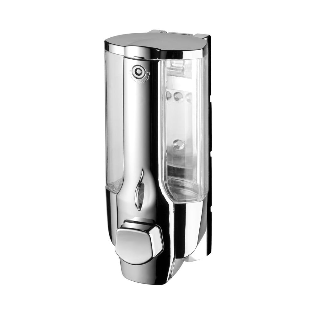 Nástenný plastový dávkovač mydla v lesklej striebornej farbe 350 ml Aqualine  – Sapho